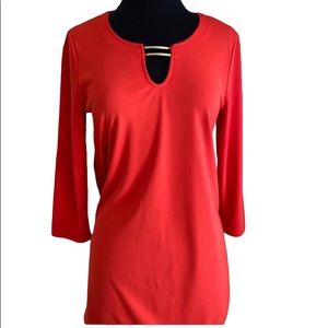 *SOLD*RAFAELLA 3/4 Sleeve Orange/Red Top Size Small